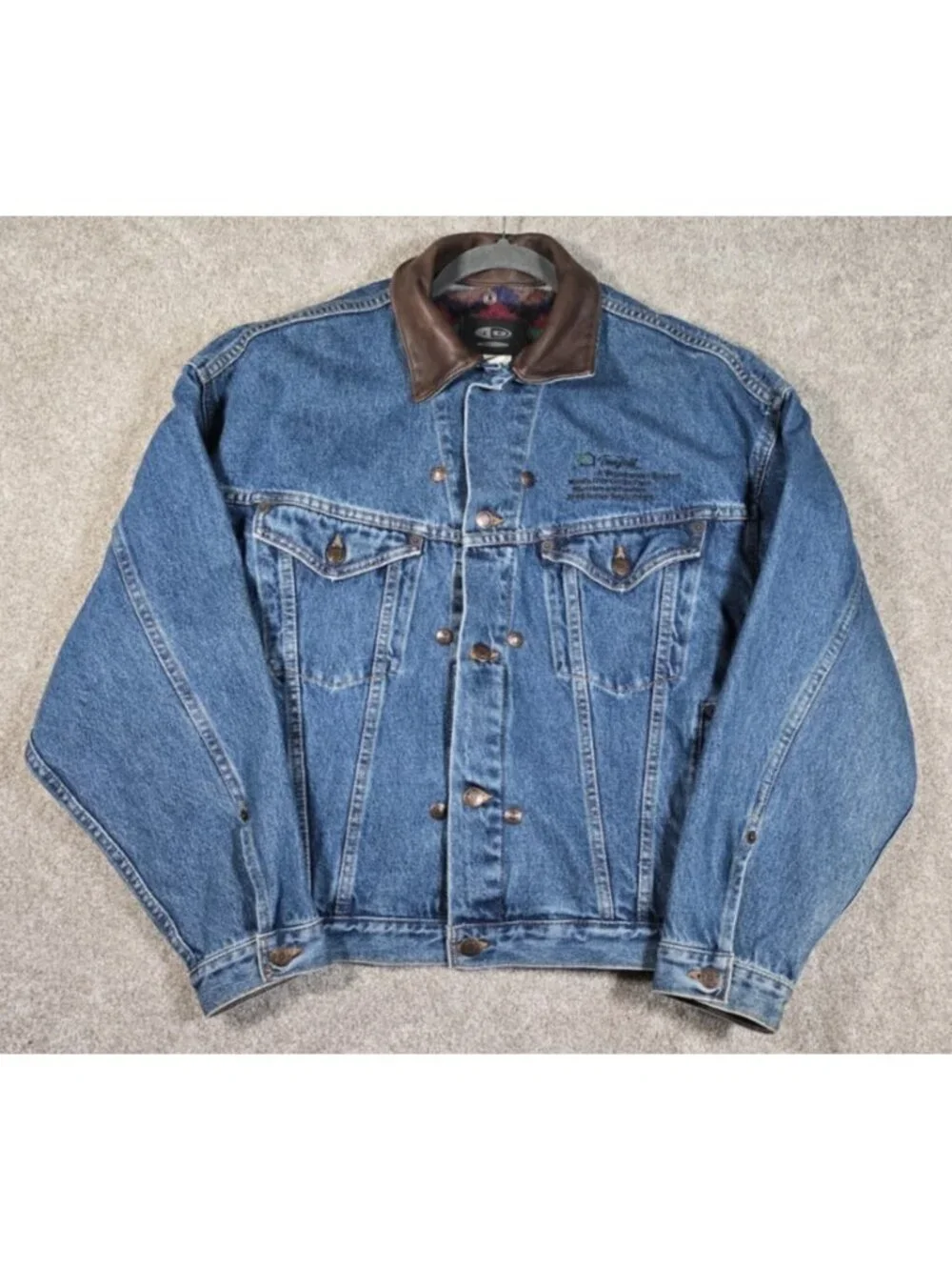 Vintage iD Wear Blue Jean Denim Southwestern Liner Jacket Coat Canada Made Men M